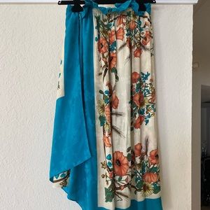 GUCCI FLORAL PRINT SILK ELASTIC WAIST SKIRT